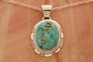 Genuine Turquoise Mountain Mine Sterling Silver Pendant